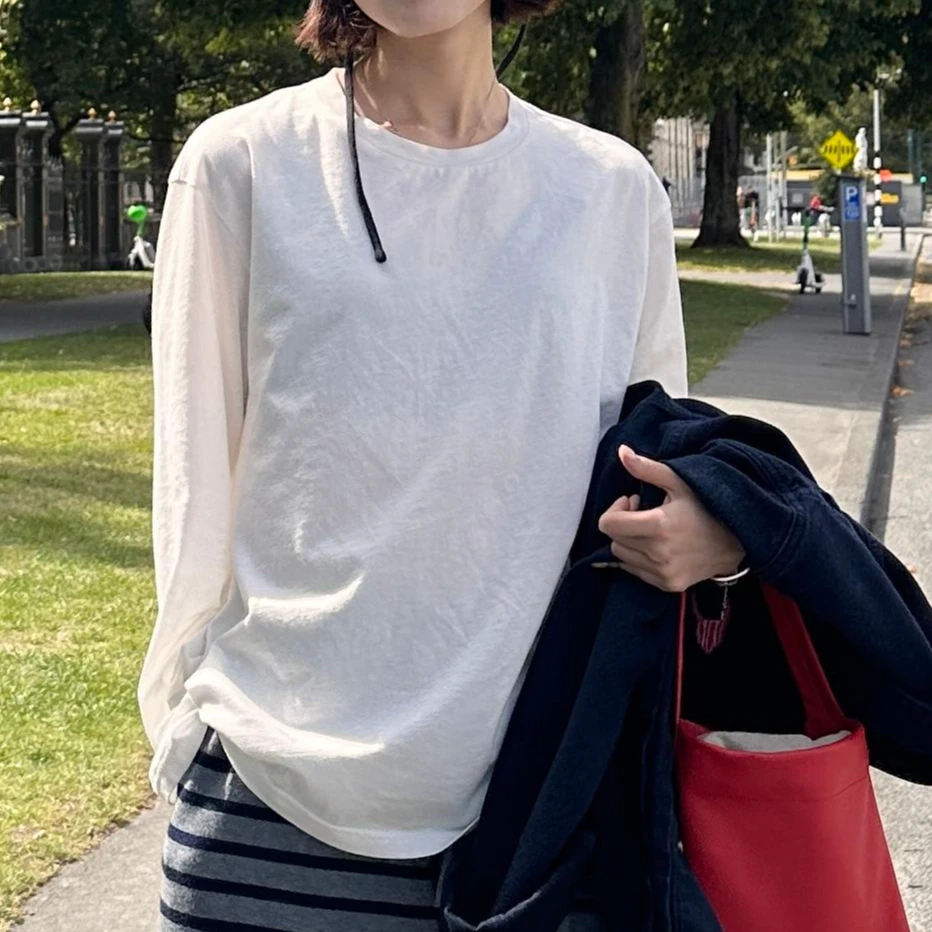 DE Mincollection四色天丝羊毛衫/简约百搭款纱纯色圆领T恤40372