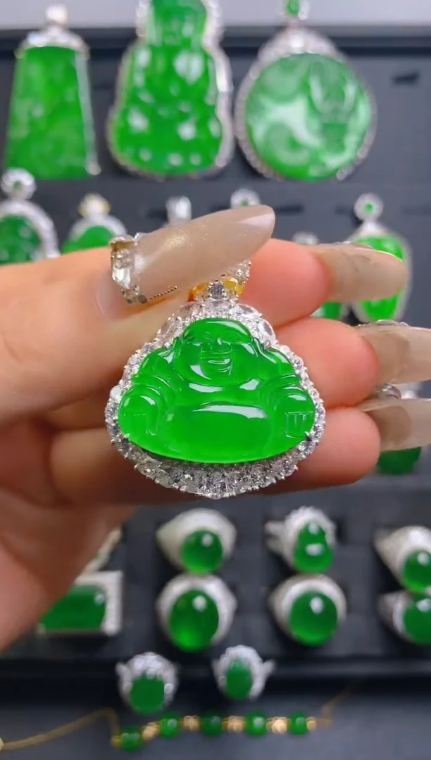 翡翠银S925镶嵌吊坠(赠链)佛公吊坠