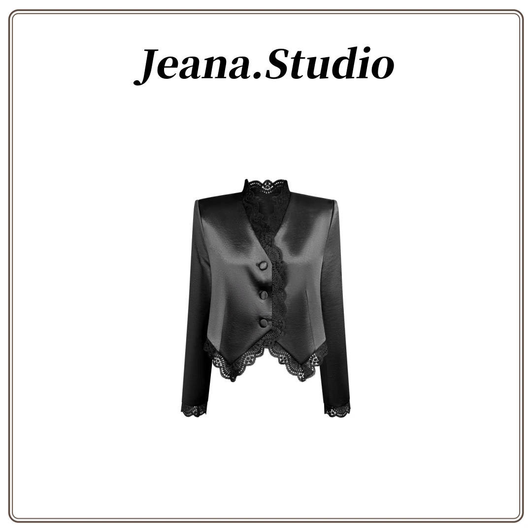 【Jeana.Studio】原创设计轻奢蕾丝滑面短外套