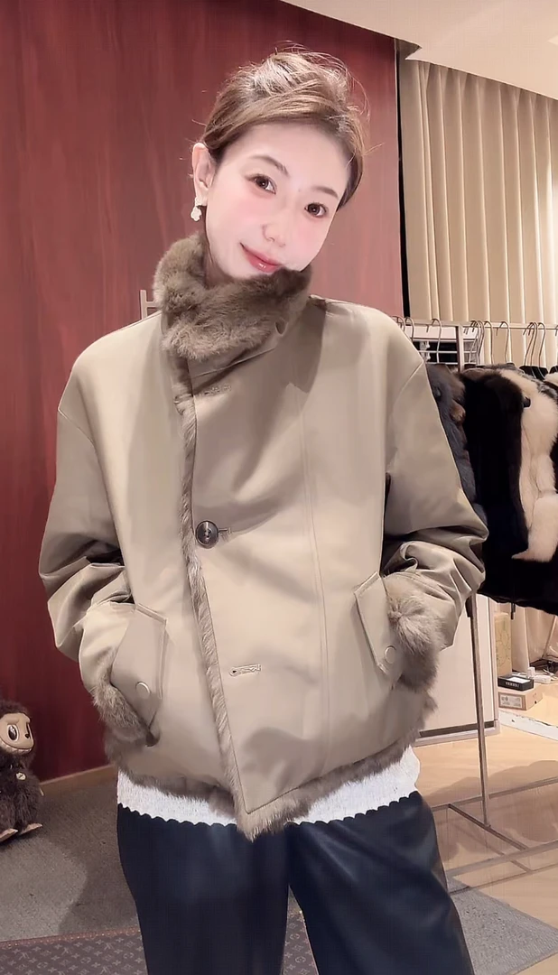 DEDM•STUDIO/气质高级感轻奢两面穿毛毛夹克外套2510PMYT/55115