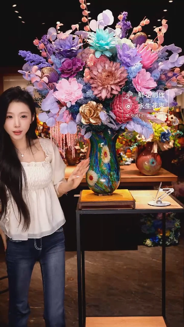 琉璃瓶手工花器花束空运包邮送货上门-以图片为准