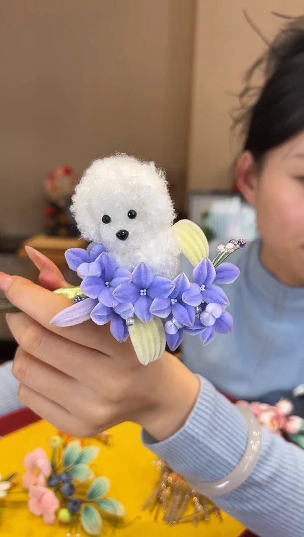 刺绣 非遗绒花（发饰）