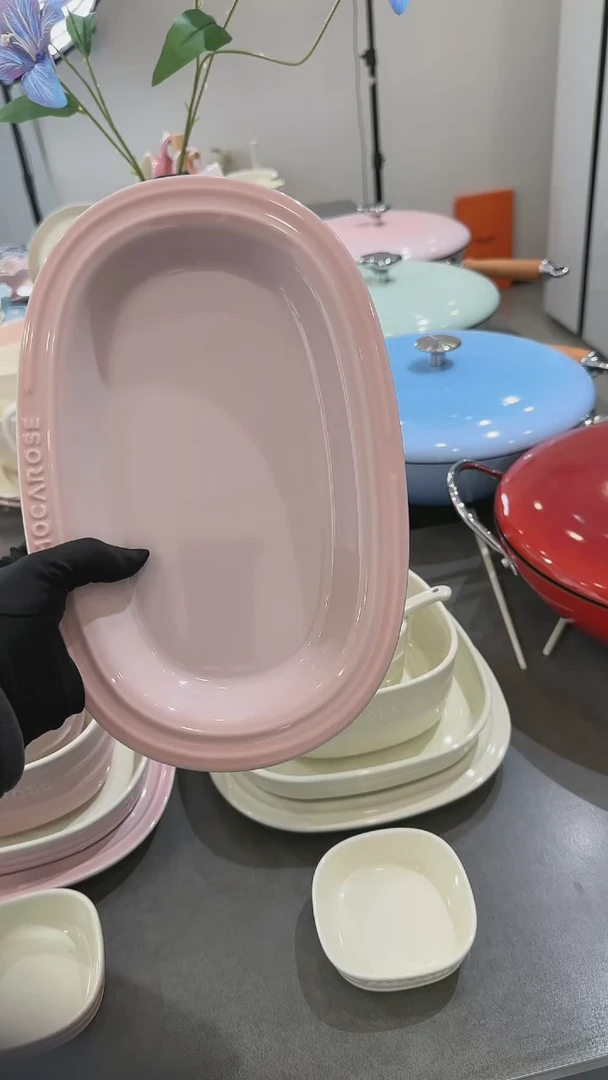 【闪购商品】瓷方形炻彩咖喱盘28cm-樱花粉