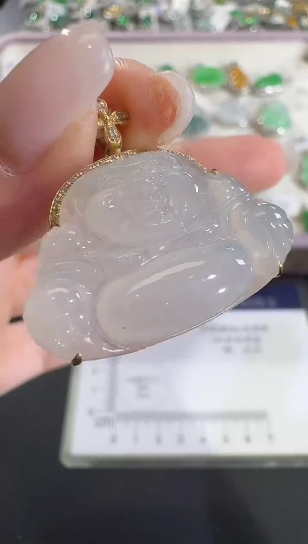 吊坠(不含链)18K金镶嵌翡翠【源头工厂】钻石镶嵌