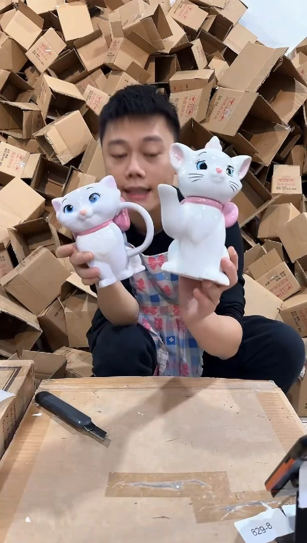 瓷片玛丽猫一壶一杯