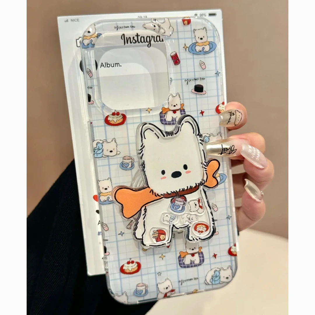 西高地狗狗适用苹果17promax手机壳iPhone16华为OPPO小米VIVO女壳