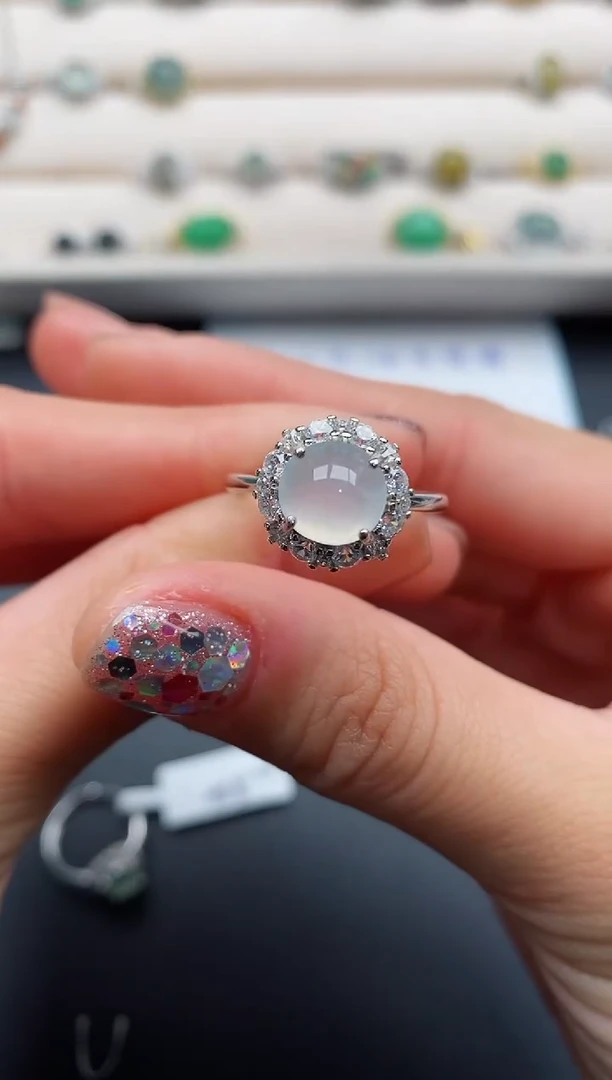 银S925镶嵌戒指翡翠3333333+4