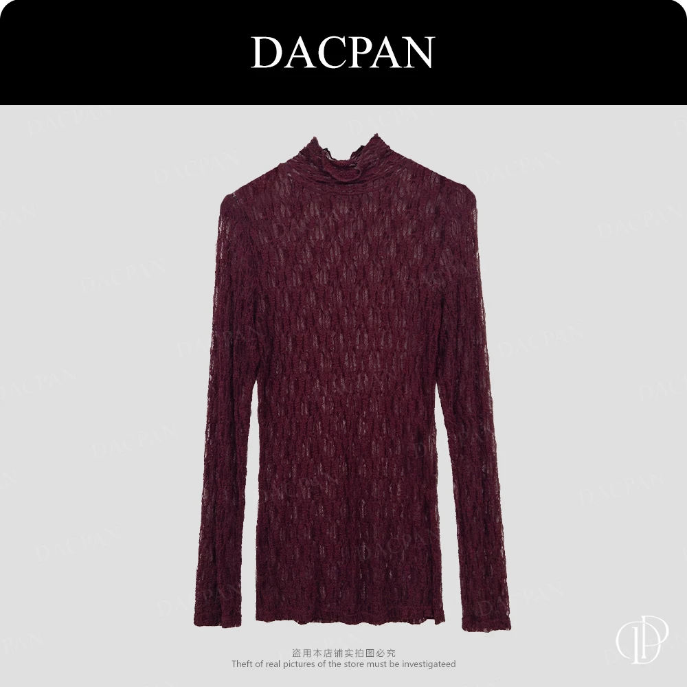 DACPAN-“浪漫马黛”半高领蕾丝打底上衣 2025/盼·PP 10858