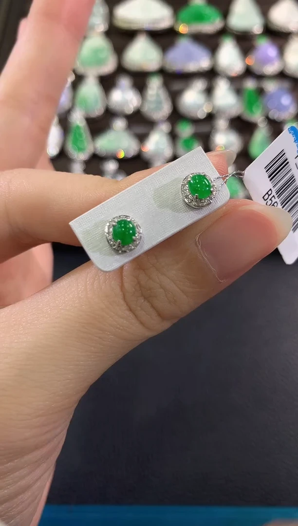 18K金镶嵌翡翠耳饰b7 多样性一件发货