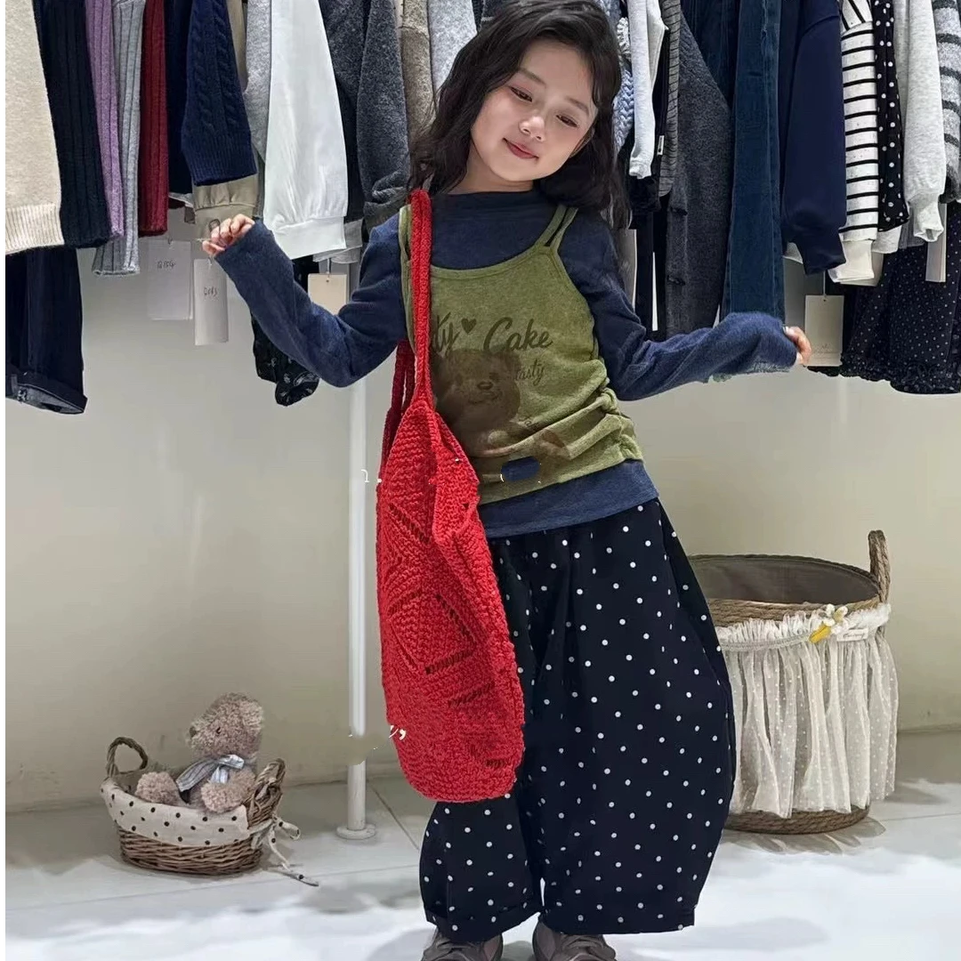 2025秋季新款女童三件装儿童长袖洋气时尚韩版百搭印花女童套装