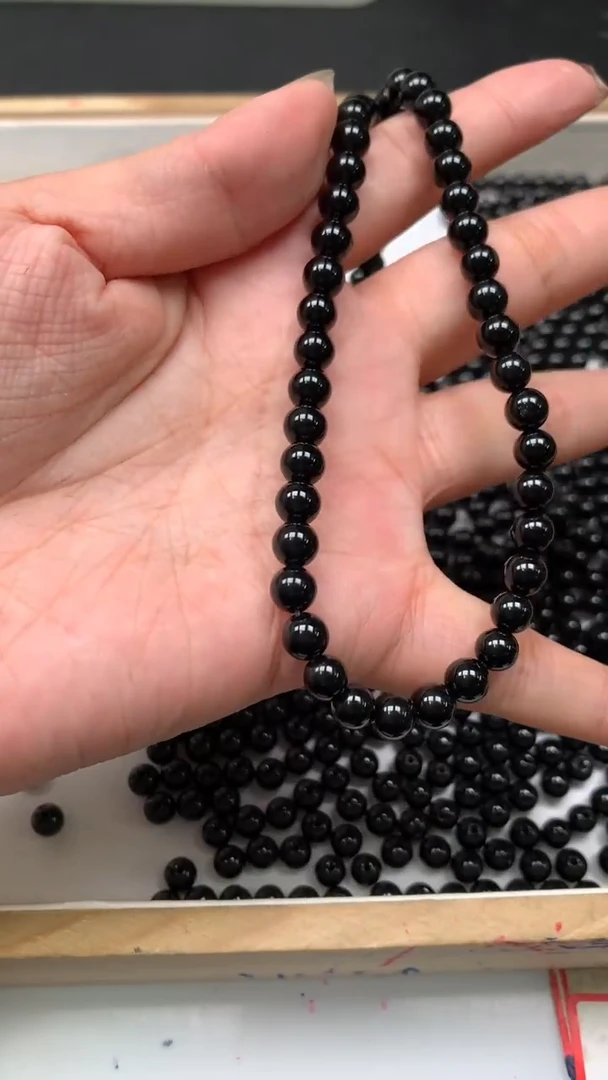 未镶嵌散珠玛瑙/玉髓B349 黑玛瑙6mm30颗5.8元