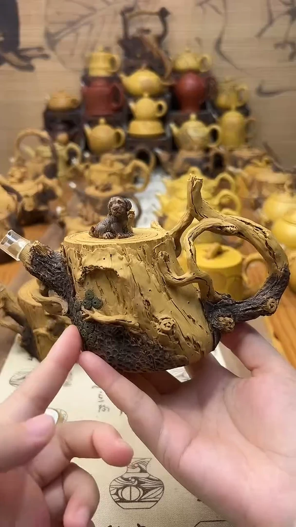 茶壶紫砂用****7树桩旺财壶