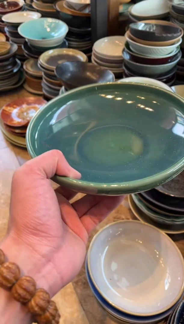 【闪购商品】瓷片960  微瑕翡翠绿深盘1个