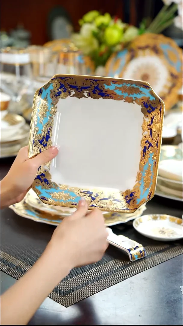 瓷片8.2英寸方形菜盘1个