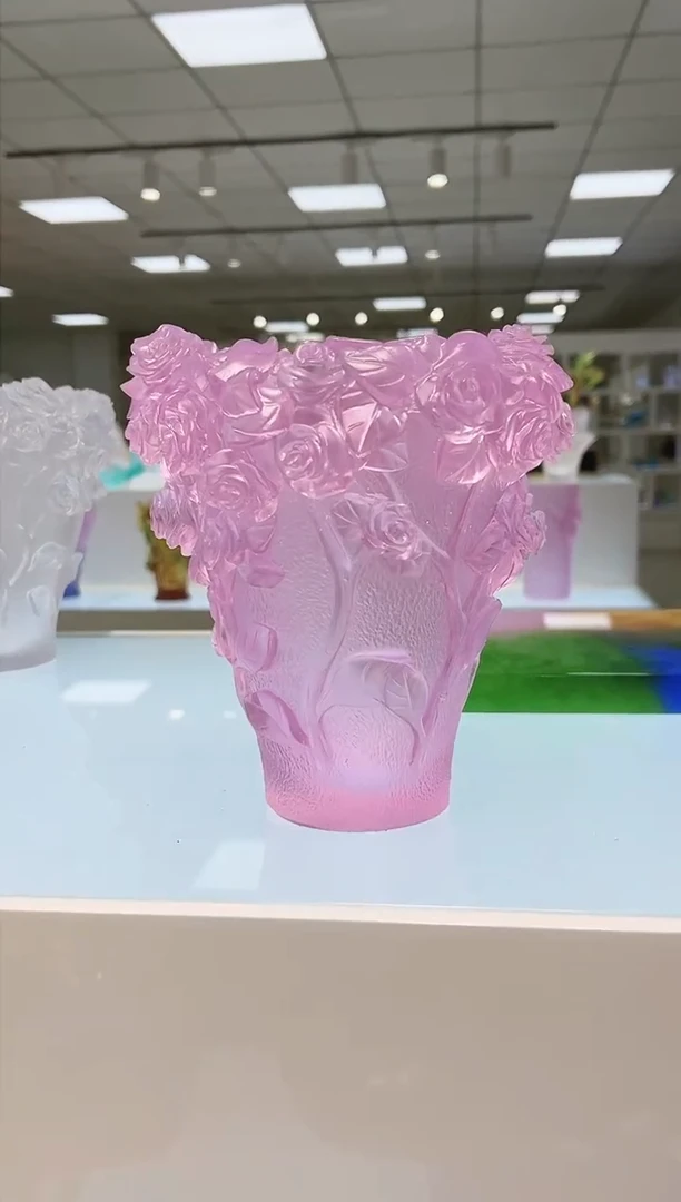 手工艺品琉璃古法琉璃玫瑰花瓶