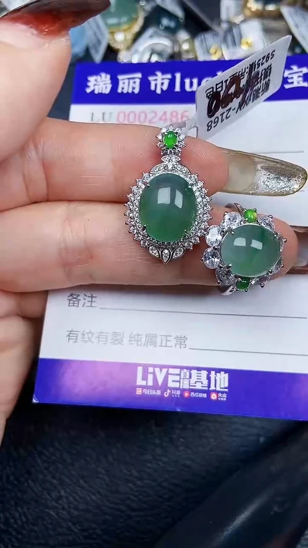 颈饰银S925镶嵌翡翠2486