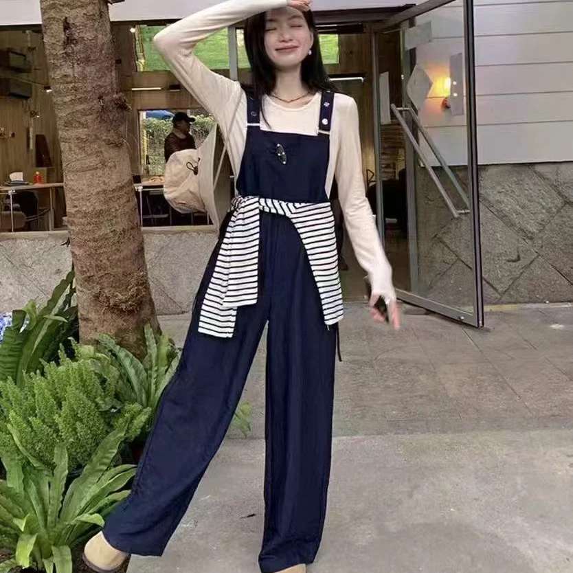 【艳子】 564 小个子韩系蓝～背带阔腿裤+防晒上衣两件套