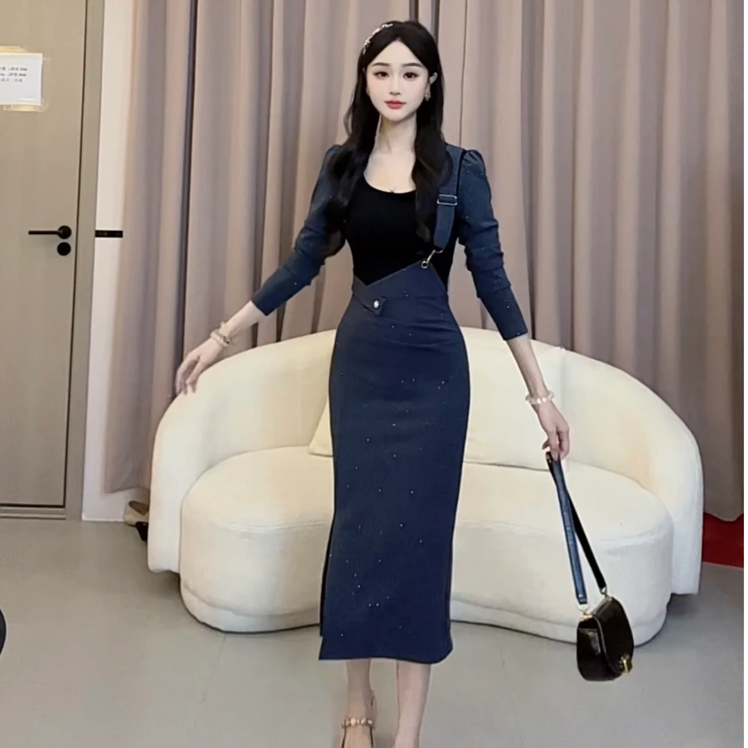 【蛋蛋】秋季气质时尚轻熟法式收腰名媛长袖显瘦连衣裙YYMZQ52586