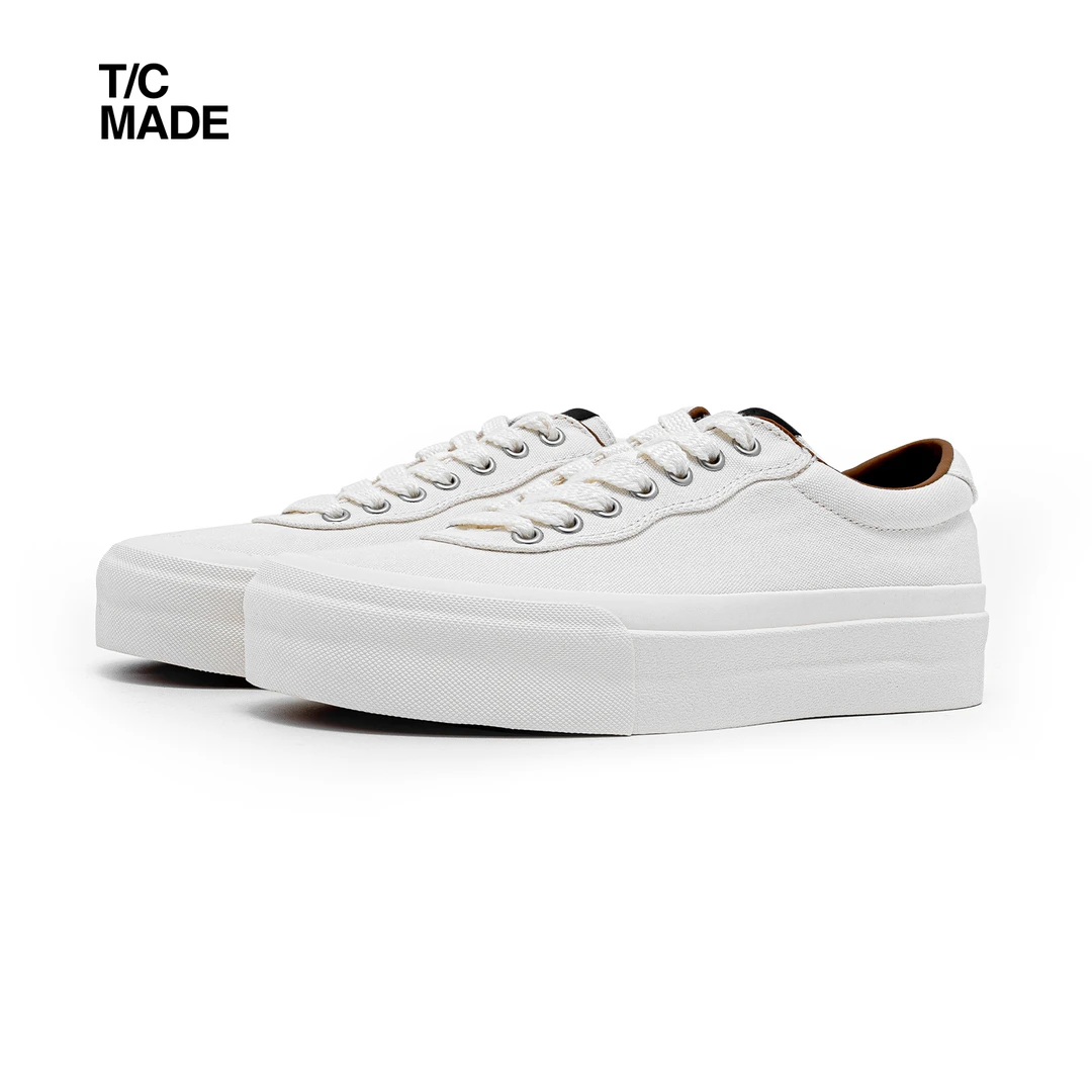 tcmade 001b白色 S/S 硫化高密度帆布鞋 日系低帮 男女同款
