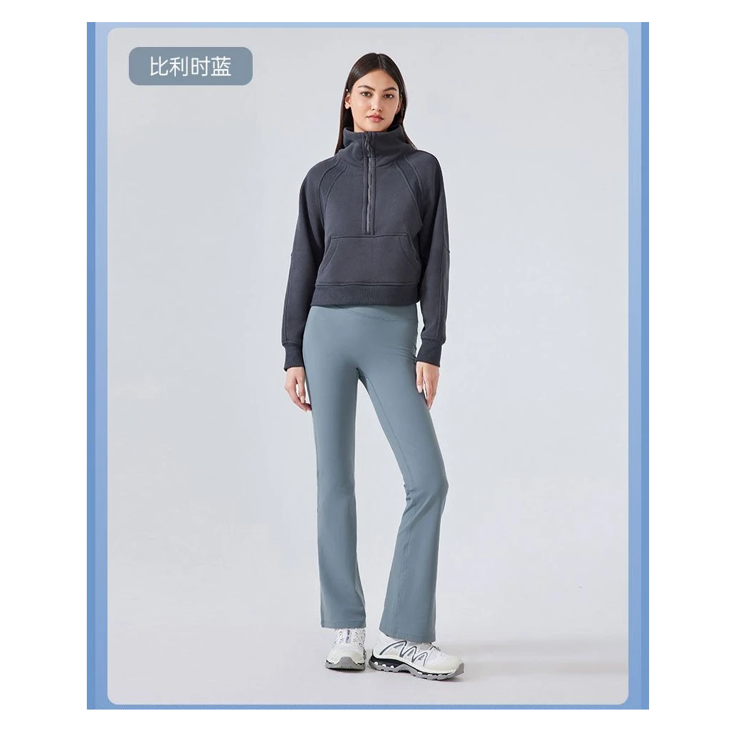 2025年腰瑜伽裤女弹力运动喇叭裤加绒显瘦提臀健身瑜伽服秋冬