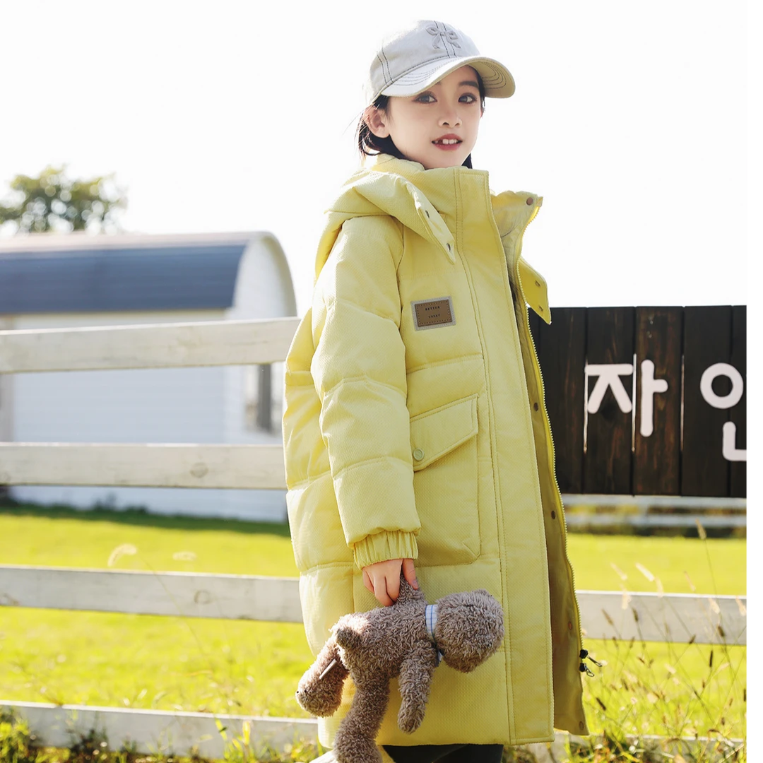 儿童羽绒服女童长款韩版加厚2025新款时尚冬装外套女孩新款外套