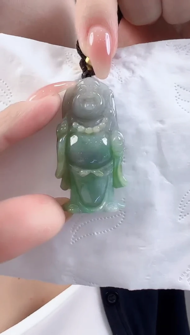 翡翠未镶嵌吊坠(不含链)孤品翡翠A货站佛吊坠