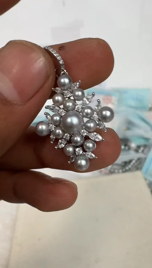 颈饰银S925镶嵌海水珍珠吊坠