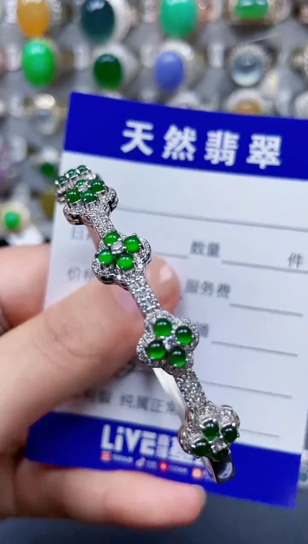 银S925镶嵌手镯翡翠613