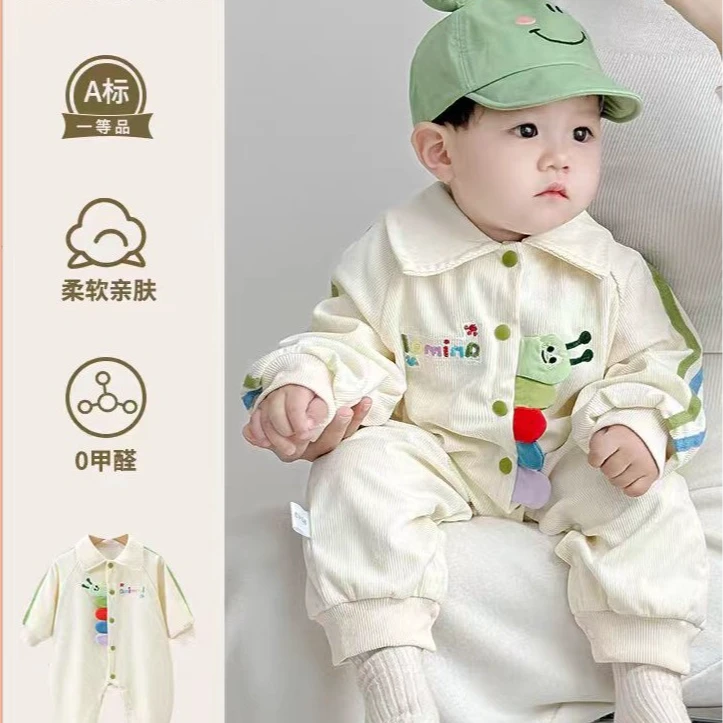宝宝网红连体衣春秋季婴儿秋装哈衣爬服新生儿衣服2025新款外出服