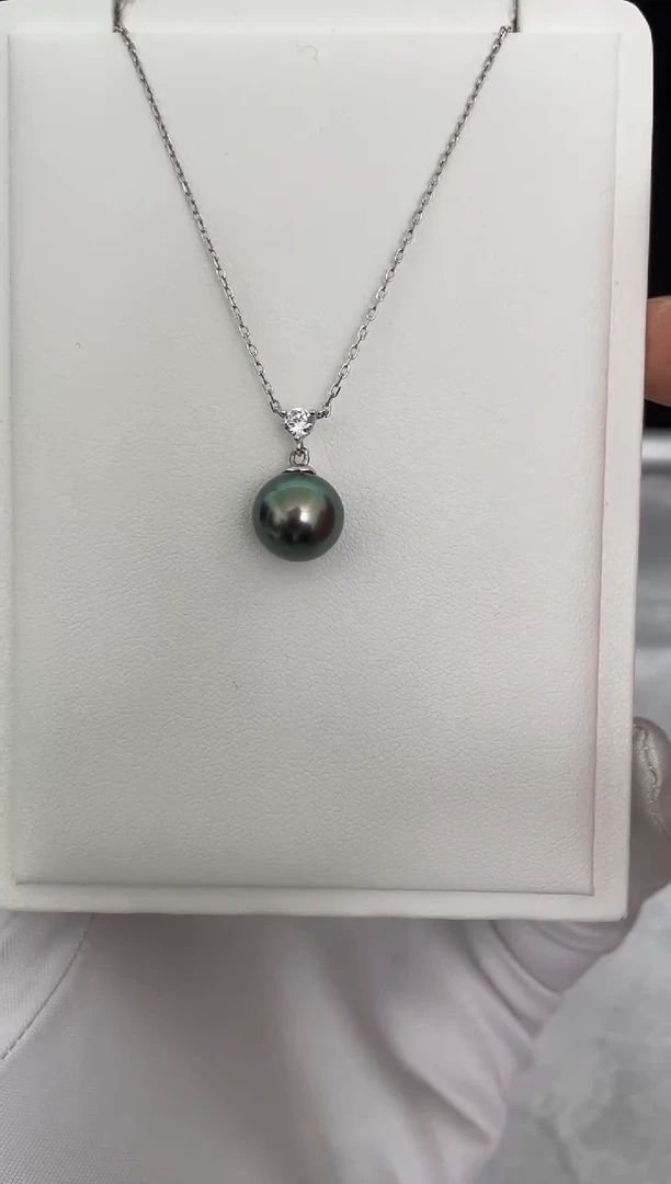 银S925镶嵌吊坠(赠链)海水珍珠大溪地戴妃款10-11mm