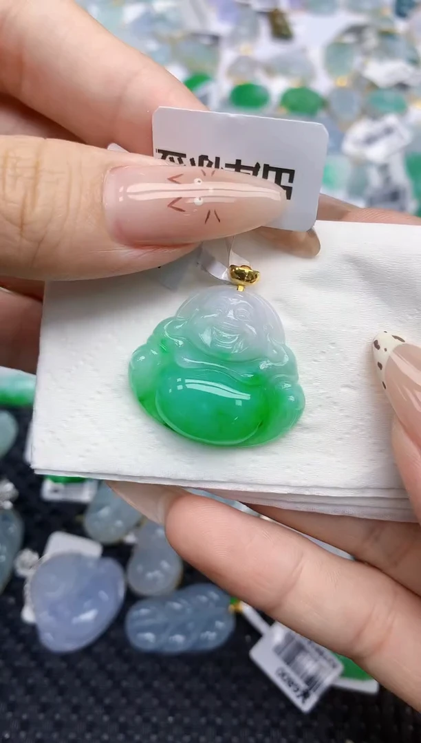 翡翠18K金镶嵌颈饰123   天然翡翠A货