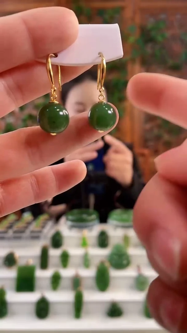 【闪购商品】和田玉耳钩银S925镶嵌大气贯穿