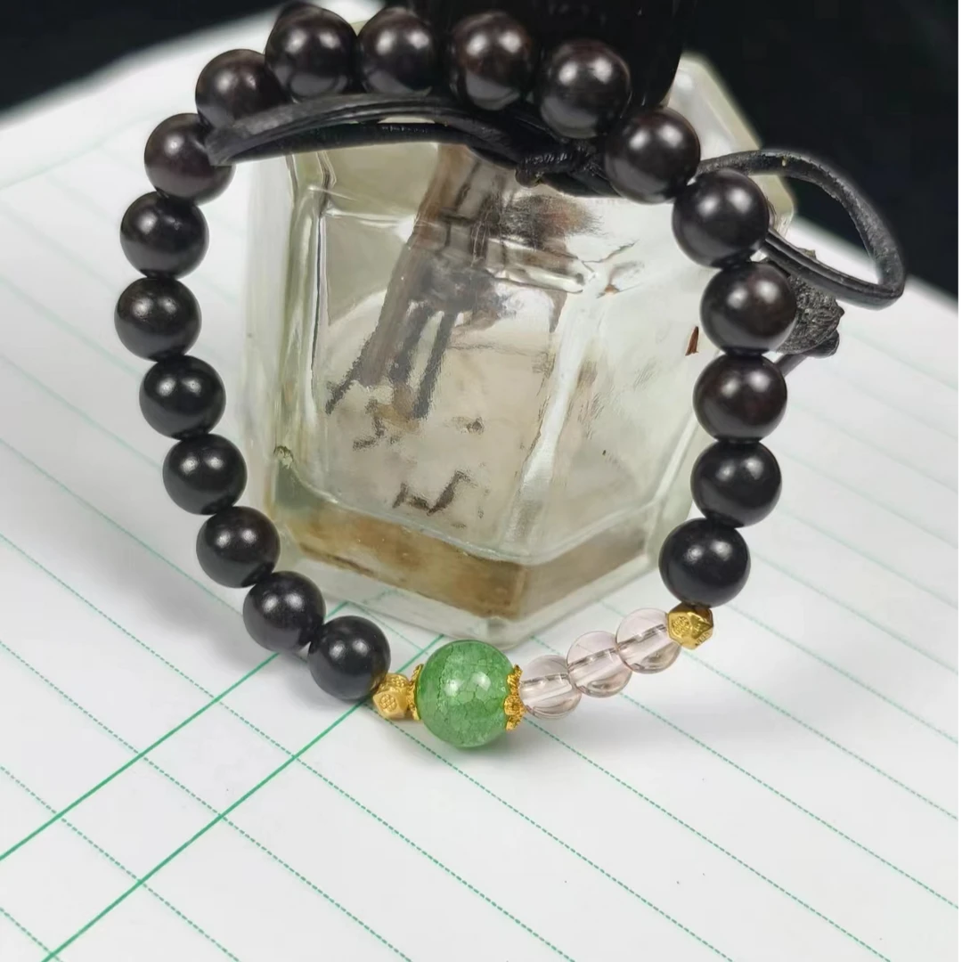 【幽花凝黑】DIY创意高品定制手工百搭檀木手串手链精品首饰