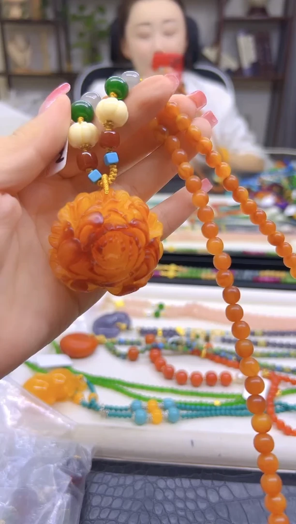 蜜蜡毛衣链未镶嵌DIY款M681