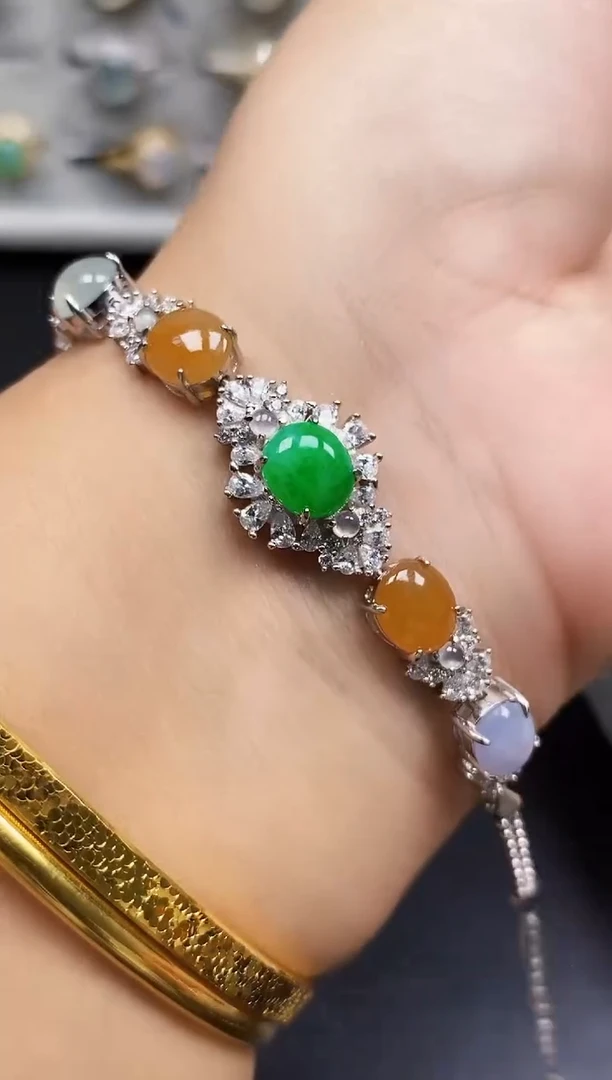 银S925镶嵌戒指翡翠8760