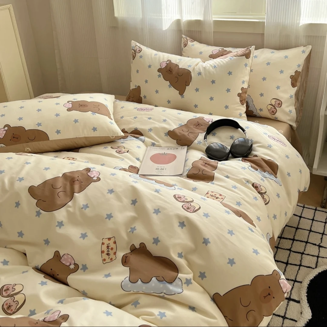 【咖色卡皮巴拉】100柔软加厚春秋被秋冬盖被