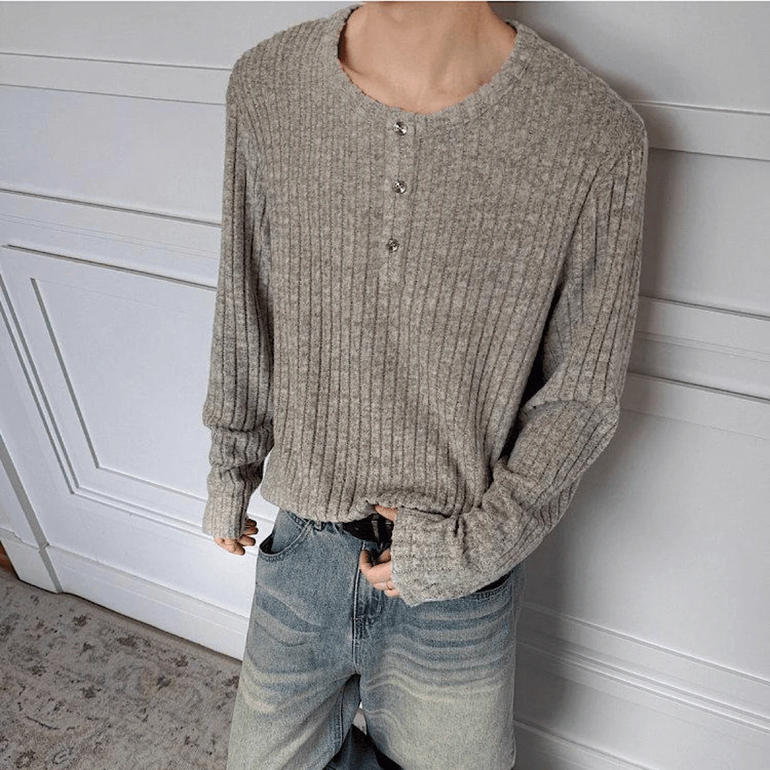 亨利领长袖t恤男款秋季cleanfit高级感慵懒松弛感卫衣内搭打底衫