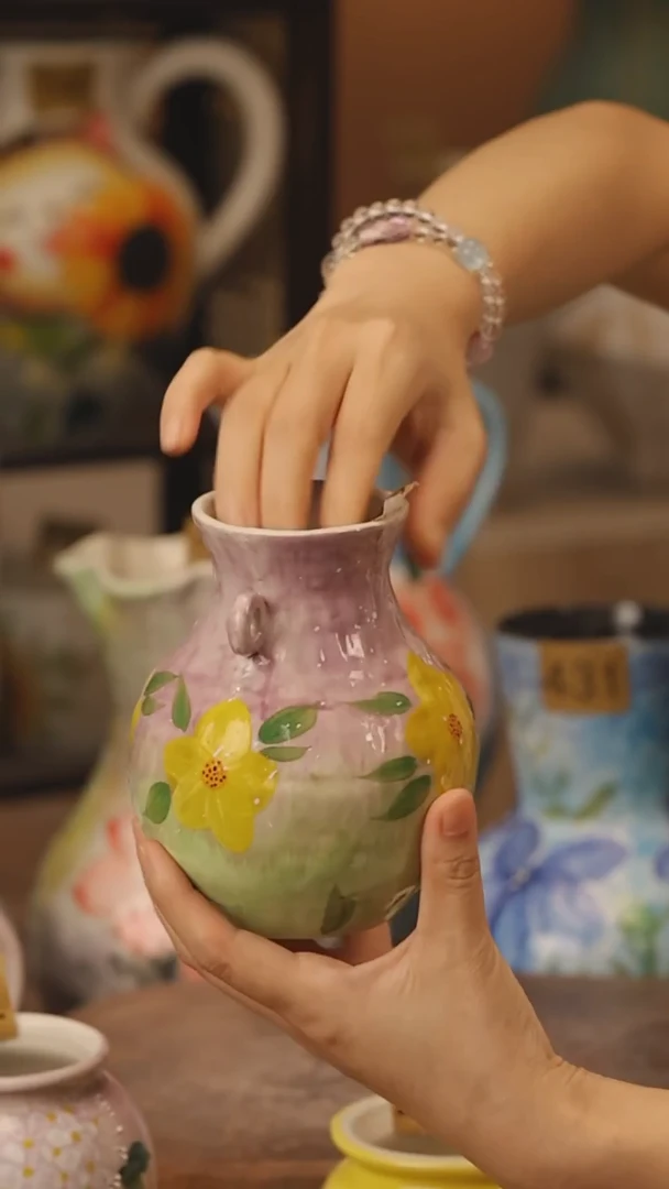 陶瓷景德镇设计师手作花器摆件侘寂风@M081@