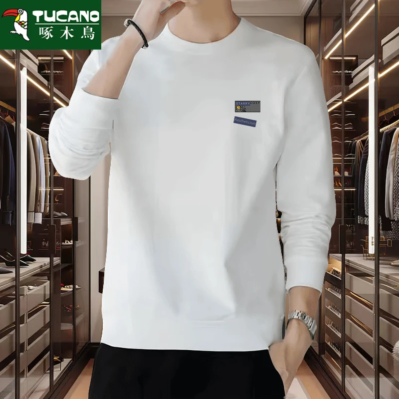 啄木鸟卫衣男女同款2025新款潮流春秋季大码圆领男士宽松长袖卫衣