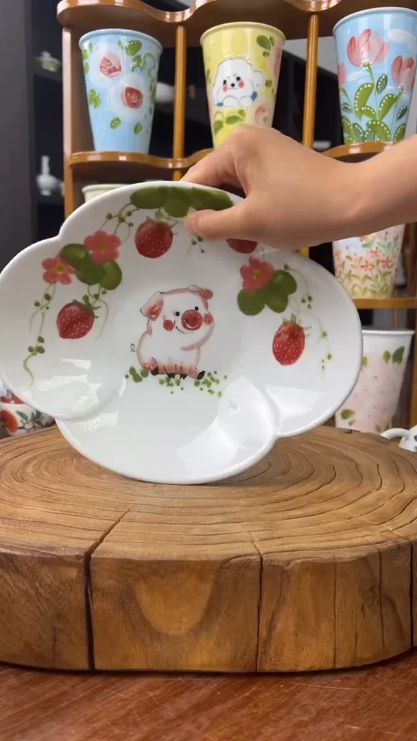 瓷片景德镇手绘釉中彩（食品级）云朵盘