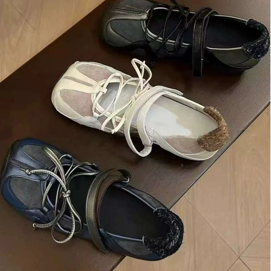 韩希小众系带机能芭蕾鞋女夏季百搭德训鞋软底玛丽珍平底鞋鞋子