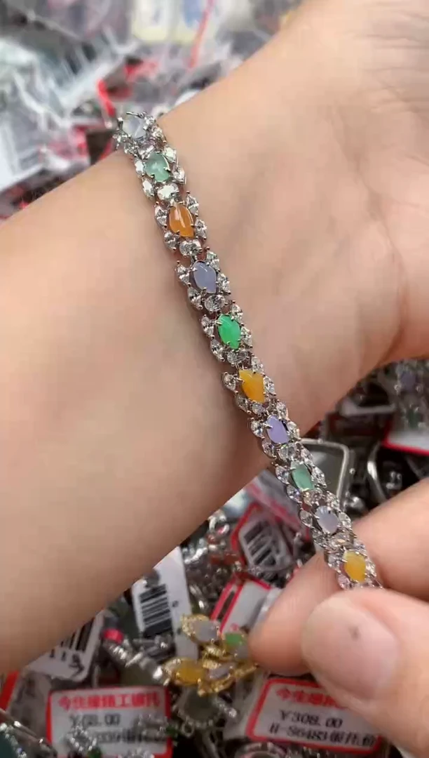 银S925镶嵌戒指翡翠天然A货缅甸翡翠