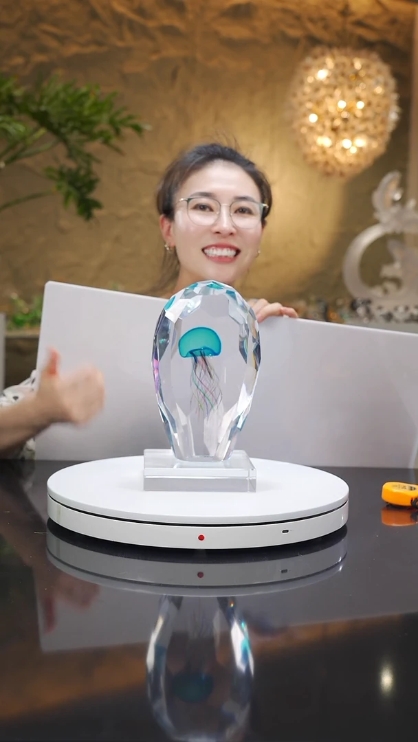 琉璃手工艺品福利天空蓝切面水母摆件