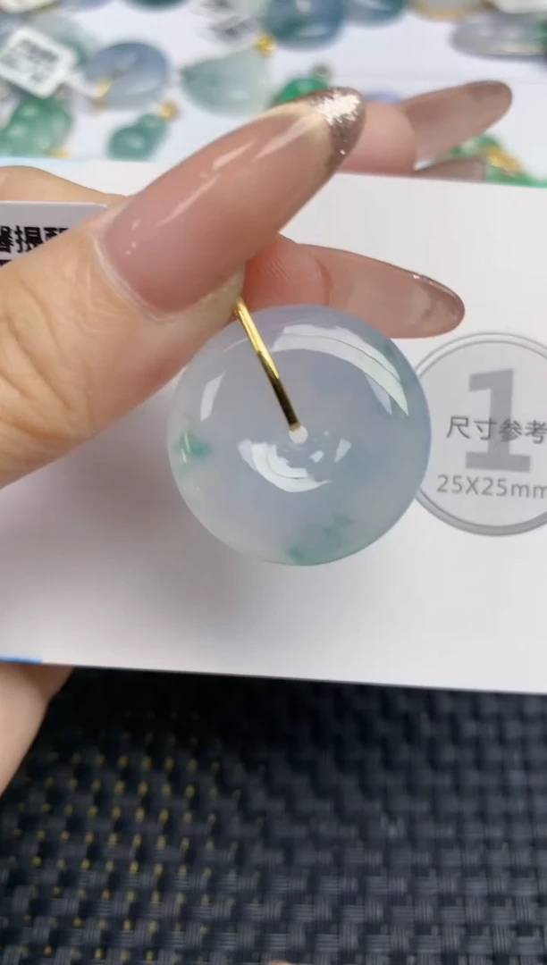 颈饰18K金镶嵌翡翠天然缅甸A货翡翠百元以上9元证书费自理