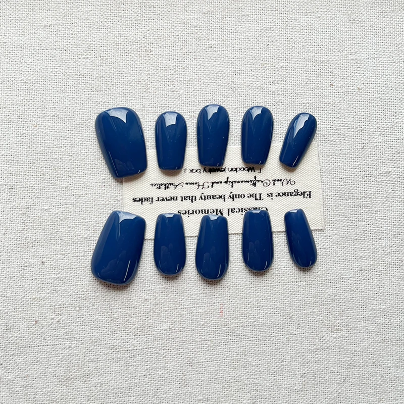 素甲研究所“深海幽蓝”蓝色显白纯手工可拆卸穿戴甲气质高级SJ-242