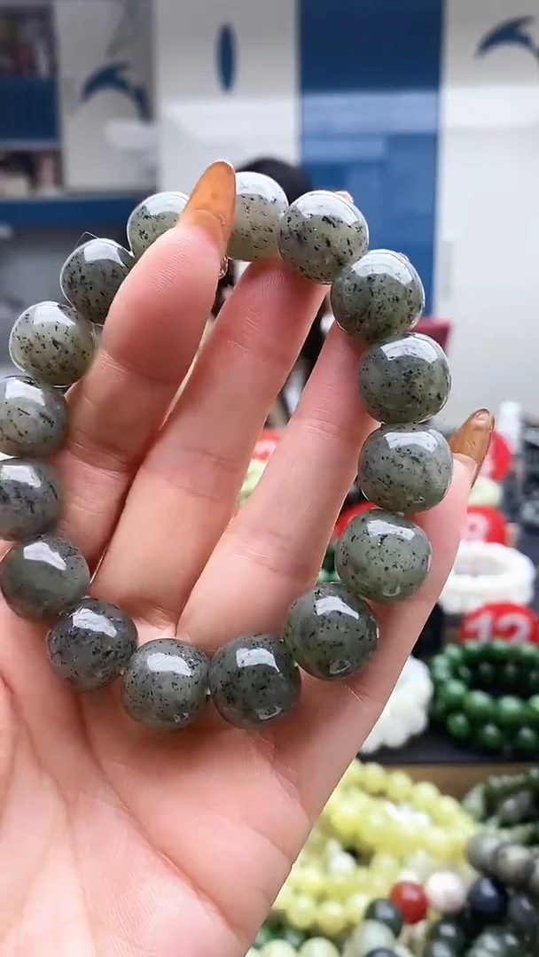 未镶嵌手串和田玉老型点墨青花14
