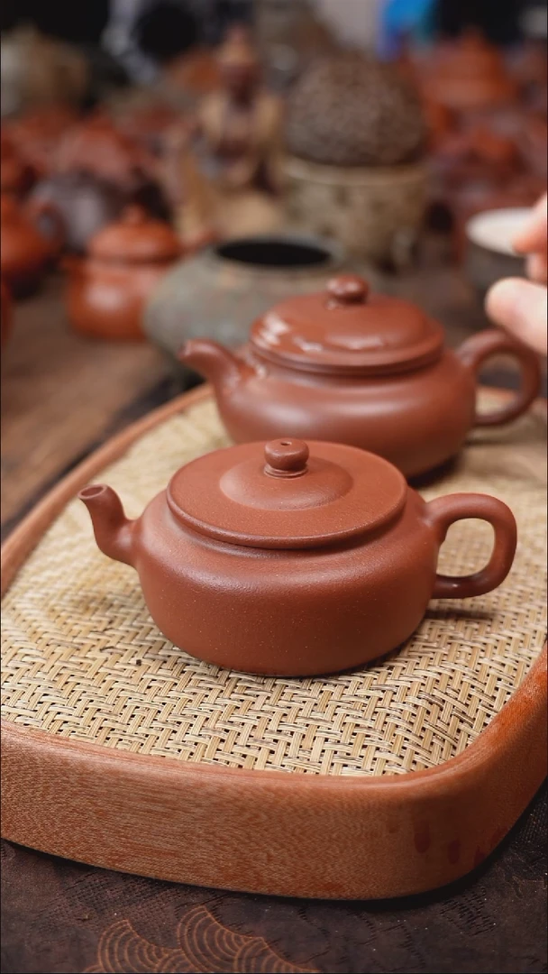 茶壶紫砂不***区宜兴紫砂红降坡旭帽壶