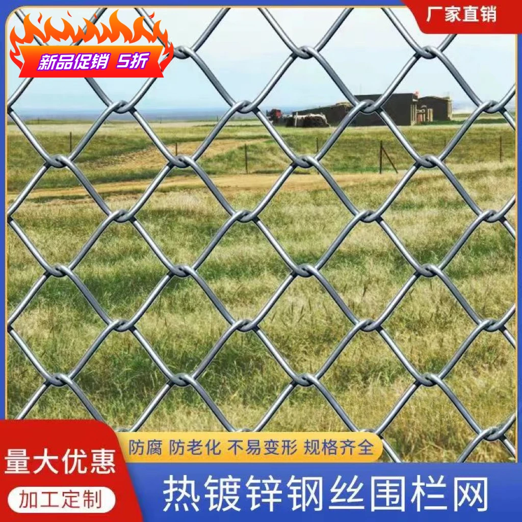 镀锌钢丝网勾花铁丝网围栏网养殖网护栏狗牛羊猪菱形不锈防护围网
