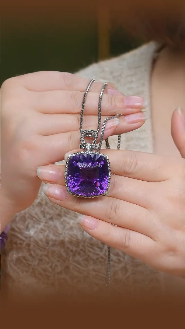 吊坠(赠链)银S925镶嵌紫晶017