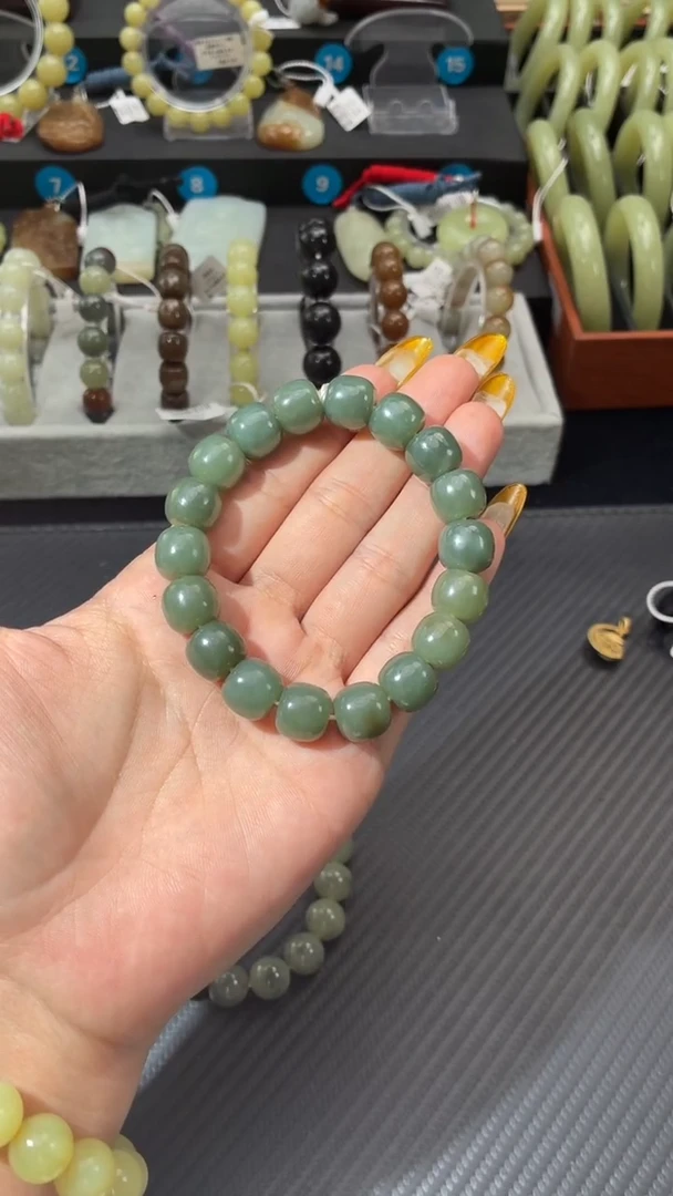 未镶嵌手串和田玉春*若羌塘青玉手串卡12微色差